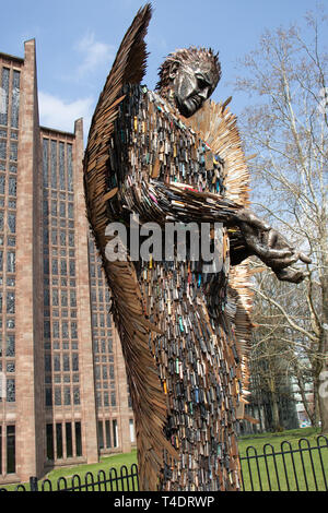The Knife Angel  by Artist Alan Bradley at Coventry Cathedral,It  Stands 27 Feet High and is Constructed with 100,000 knives.Coventry.England.UK Stock Photo