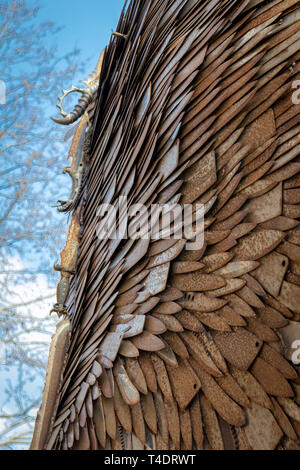 The Knife Angel  by Artist Alan Bradley at Coventry Cathedral,It  Stands 27 Feet High and is Constructed with 100,000 knives.Coventry.England.UK Stock Photo