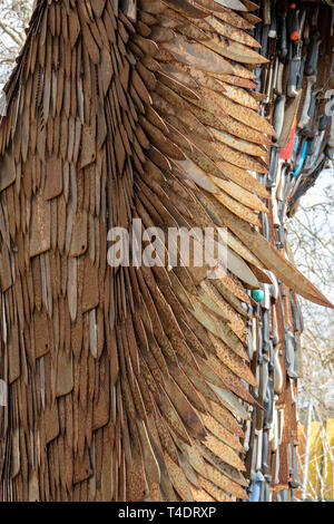 The Knife Angel  by Artist Alan Bradley at Coventry Cathedral,It  Stands 27 Feet High and is Constructed with 100,000 knives.Coventry.England.UK Stock Photo