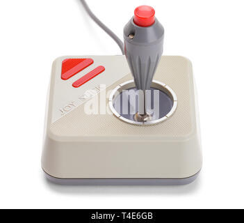 Vintage Joy Stick Game Controller Isolated on White Background. Stock Photo
