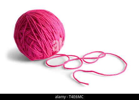 Pink Yarn Ball Isolated on White Background. Stock Photo