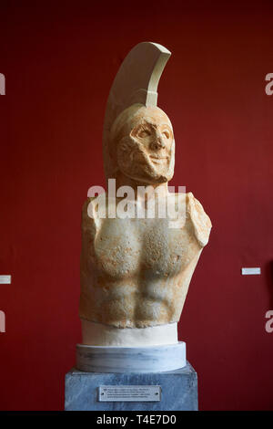 Interior view of the Archaeological Museum of Sparta. It houses thousands of finds from the ancient Acropolis of Sparta, known as the Lakedaemonia Stock Photo