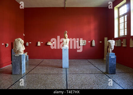 Interior view of the Archaeological Museum of Sparta. It houses thousands of finds from the ancient Acropolis of Sparta, known as the Lakedaemonia Stock Photo