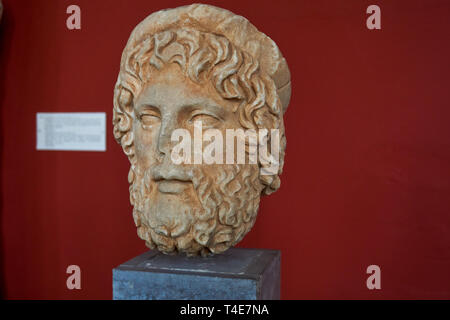 Interior view of the Archaeological Museum of Sparta. It houses thousands of finds from the ancient Acropolis of Sparta, known as the Lakedaemonia Stock Photo