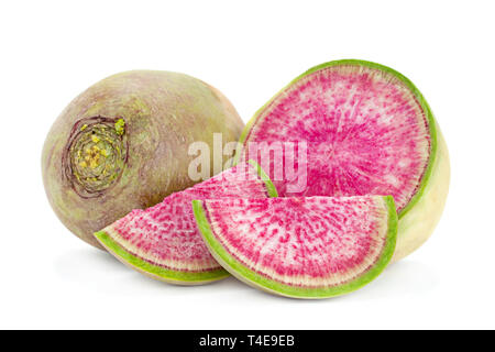 Watermelon radish closeup isolated on white background Stock Photo