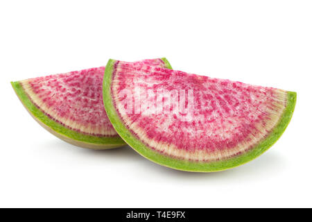 Watermelon radish closeup isolated on white background Stock Photo