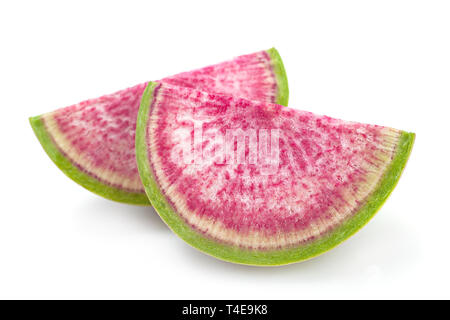 Watermelon radish closeup isolated on white background Stock Photo