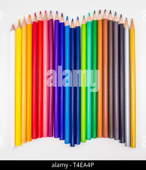 Different colored pencils isolated on white background Stock Photo