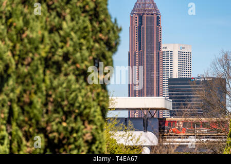 MARTA train at the King Memorial Transit Station between Historic Oakland Cemetery and downtown Atlanta, Georgia. (USA) Stock Photo