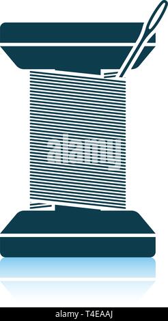 Sewing reel with thread icon. Shadow reflection design. Vector illustration. Stock Vector