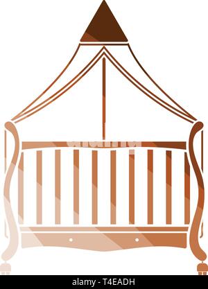 Crib with canopy icon. Flat color design. Vector illustration. Stock Vector