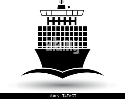 Container Ship Icon. Black Stencil Design. Vector Illustration Stock ...