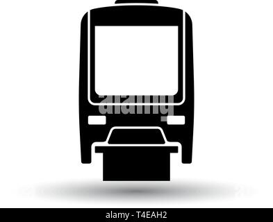 Monorail  icon front view. Black on White Background With Shadow. Vector Illustration. Stock Vector