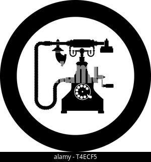 Vintage telephone retro rotary plate Antique phone Old phone Retro phone Rarity telephone Vintage phone Antique telephone Rarity phone icon in circle Stock Vector