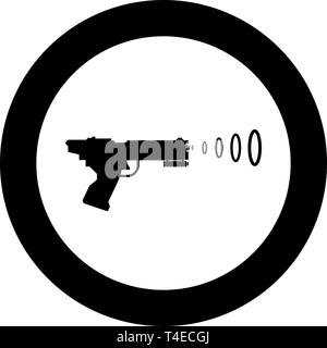 Space Blaster Children's Toy Futuristic gun Space gun shooting blaster wave icon in circle round black color vector illustration flat style simple Stock Vector