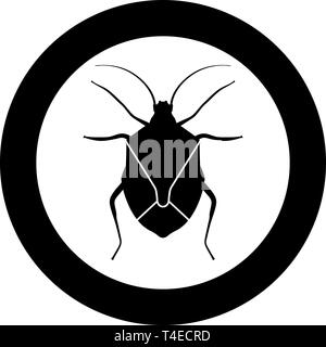 Bug Bedbug Chinch True bugs Hemipterans Insect pest icon in circle round black color vector illustration flat style simple image Stock Vector