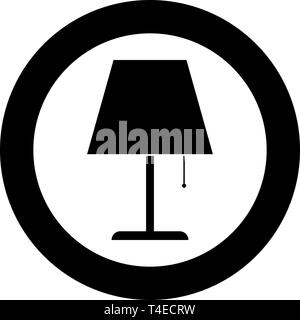 Table lamp Night lamp Clasic lamp icon in circle round black color vector illustration flat style simple image Stock Vector