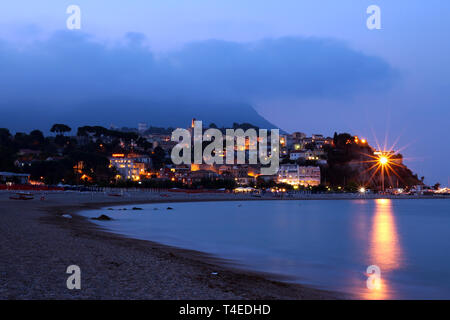 Numana and Sirolo from the beach in the evening Stock Photo