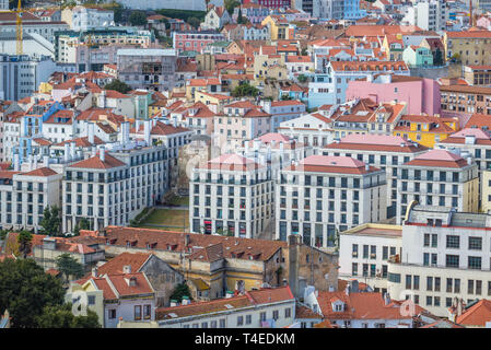 Aerial view from Miradouro Sophia de Mello Breyner Andresen also known as Miradouro da Graca viewing point in Lisbon, Portugal Stock Photo