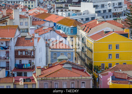 Aerial view from Miradouro Sophia de Mello Breyner Andresen also known as Miradouro da Graca viewing point in Lisbon, Portugal Stock Photo