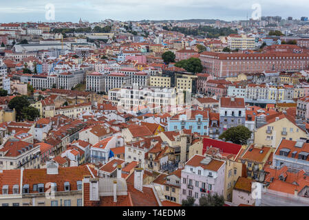 Aerial view from Miradouro Sophia de Mello Breyner Andresen also known as Miradouro da Graca viewing point in Lisbon, Portugal Stock Photo