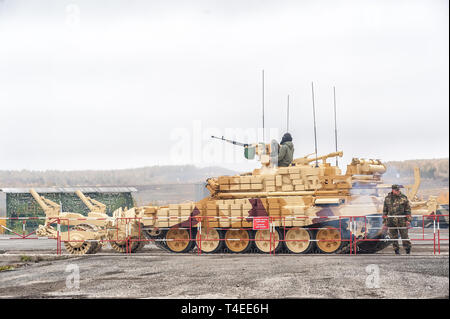 Nizhniy Tagil, Russia - September 27. 2013: BMR-3M. Armoured deminer to demine pathways for column march. Uralvagonzavod production. RAE-2013 exhibiti Stock Photo