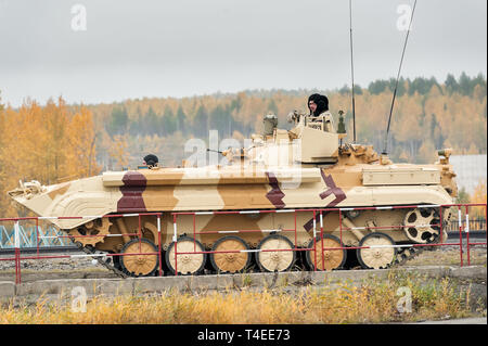 Nizhniy Tagil, Russia - September 27. 2013: Mobile reconnaissance post PRP-4A on demonstration range. Russia Arms Expo-2013 exhibition Stock Photo