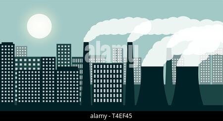 city and industry with air pollution industry smog and noxious gas emission vector illustration EPS10 Stock Vector