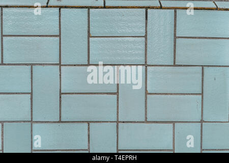 Ceramic german tile abstract texture in light blue color, typical soviet tiles on typical buildings Stock Photo