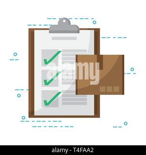mail order delivery box with clipboard vector illustration graphic design Stock Vector