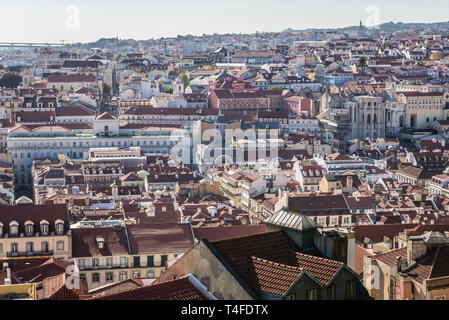 Aerial view from Castelo de Sao Jorge viewing point in Lisbon city, Portugal Stock Photo