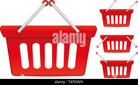 Set of colorful baskets with different position of Handle Baskets, vector illustration Stock Vector