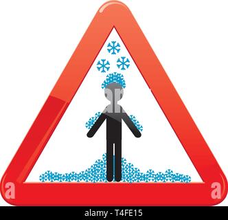 Warning sign about snowfalls, vector illustration Stock Vector