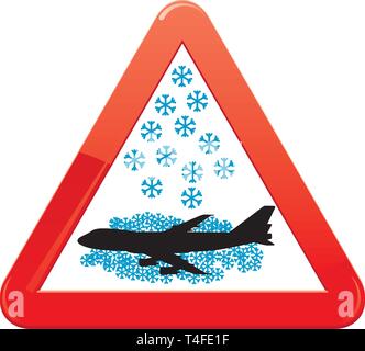 Warning sign about snowfalls, vector illustration Stock Vector