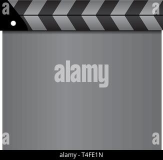 Gray cinema clapboard, movie clapper board, closed, isolated on white background, vector illustration Stock Vector