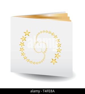 Book with golden pages and golden stars on cover, vector illustration Stock Vector