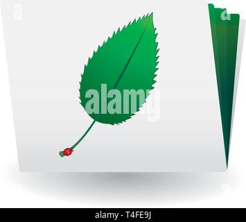 Catalog with green leaf and ladybird on top, vector Stock Vector