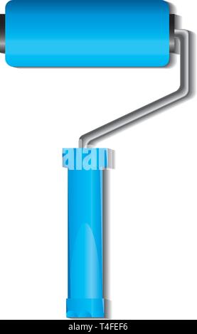 Blue paint roller brush, vector illustration Stock Vector