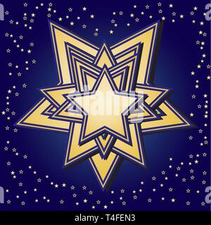 Backdrop with gold star on blue background, vector illustration Stock Vector