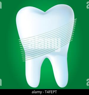Tooth on green background, vector illustration made with mesh Stock Vector