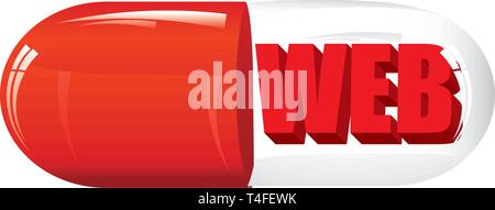 Glass pill with web word inside, vector illustration Stock Vector