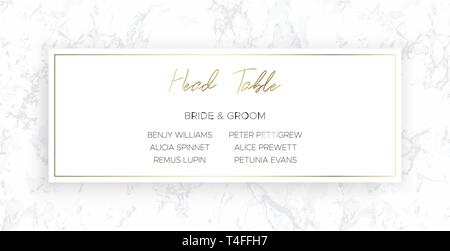 Head Table Bride and groom template. Gray marble Stock Vector