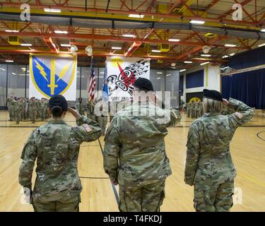 Incoming commander Lieutenant Colonel Raven Stein delivers remarks ...