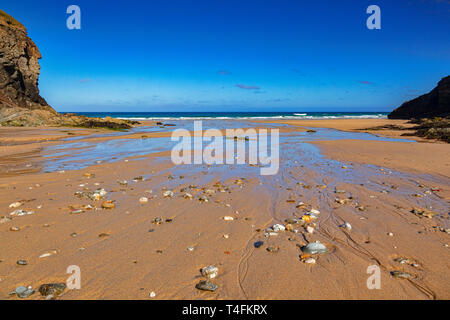 Porth Chapel Beach, Cornwall, UK, early one summer morning. Stock Photo