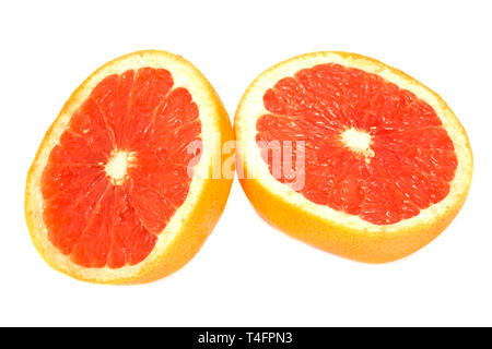 Grapefruit halves isolated on white background Stock Photo