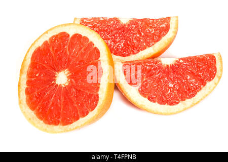 Grapefruit halves isolated on white background Stock Photo