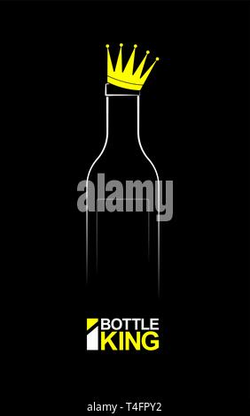 The logo or emblem of the wine business, store or company. White contour lines on a black background. Stock Vector