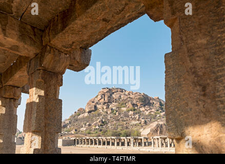 Matanga Hill and ruins of Sule Bazaar, Hampi, India Stock Photo