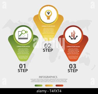 Modern 3D vector illustration. Circular infographic template with three elements, icons and figures. Designed for business, presentations, web design Stock Vector