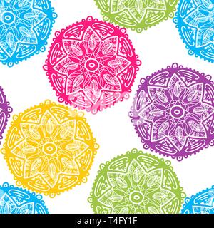Seamless vector texture with abstract tribal rounded pattern Stock Vector